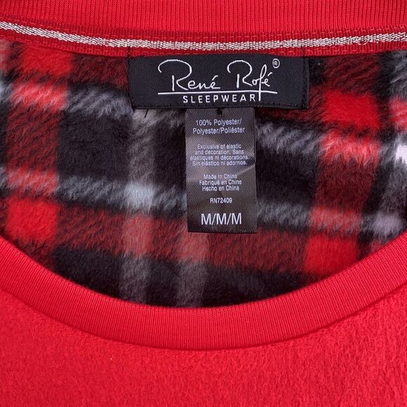 Rene Rofe Sleepwear NWT Sz M Red Fleece Nightshirt With Kangaroo Pocket - Picture 9 of 12